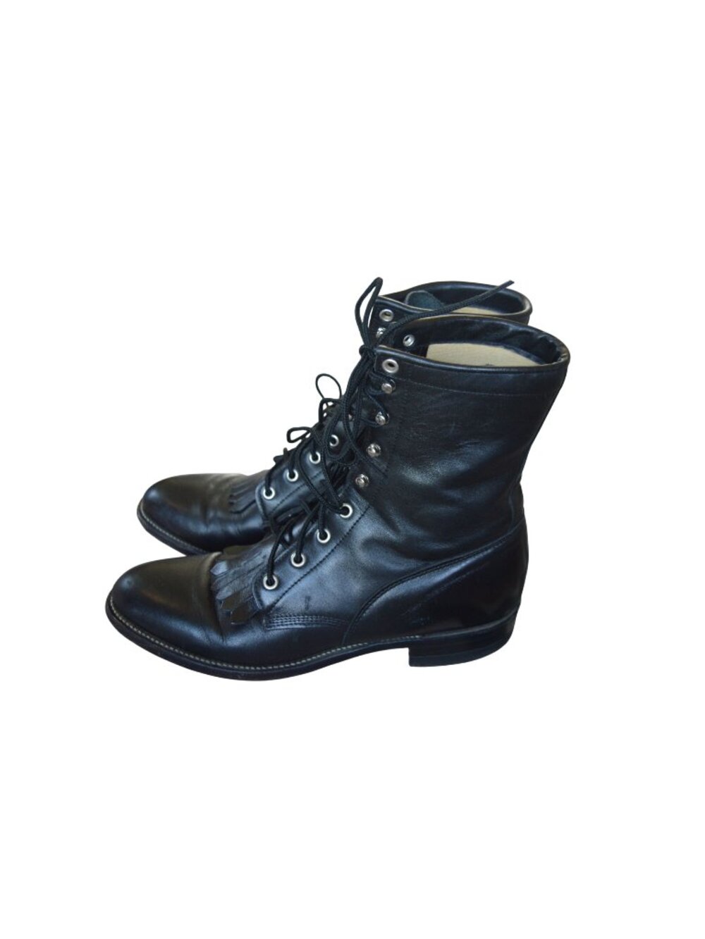 Justin Kiltie Roper Western Boot Women Size 9D Black Leather Riding Cowgirl Boho